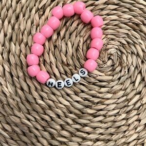 Playful Pink Beaded Bracelet with Letter Charms